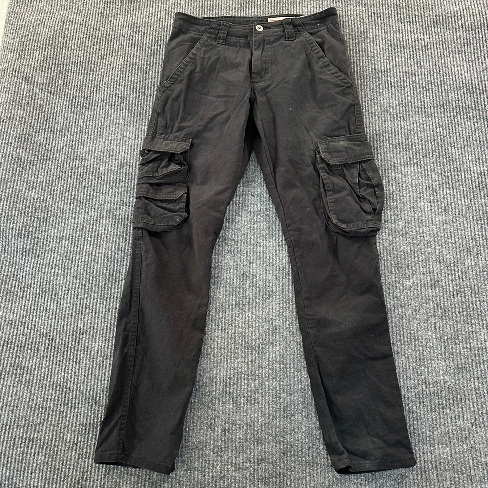 Wrangler Mens Regular Taper Cargo Pants 28x30 Black Stretch Utility